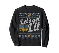 Funny Hanukkah Ugly Sweater Jewish Gift Lets Get Menorah Bed Sweatshirt