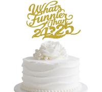 Funny Happy 25th Birthday Cake Topper, 25 Years Later, Twenty Five, Cheers to 25 Years Birthday Party Decorations Supplies Gold Glitter