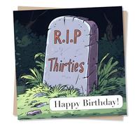Funny Happy 40th Birthday Card For Friend or Loved One - R.I.P To Thirties - Graveyard - Forty, Fortieth - For a Special Someone, Women, Woman, Men, Bestie, Relative, Family