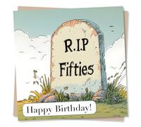 Funny Happy 60th Birthday Card for Friend or Loved One - R.I.P To Fifties - Graveyard - Sixty, Sixtieth - for Men, Women, Man, Woman, Special Person, Bestie, Relative, Family