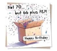 Funny Happy 70th Birthday Card - Seventy, Joy, Celebrations - 66 And Some More - For a Loved One, Friend, Best Friend, Partner, Relative, Other
