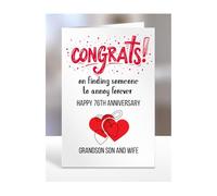 Funny Happy 76th Wedding Anniversary Card, for grandson and wife, gifts for couple, couples presents, Congrats, annoying, joke, 76 years, A5-209_77