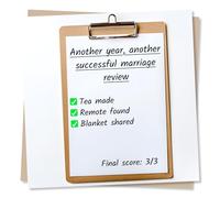 Funny Happy Anniversary Card for Loved One - Clipboard - Another Year Another Successful Marriage Review - for Partner, Boyfriend, Girlfriend, Husband, Hubby, Wife, Special Someone