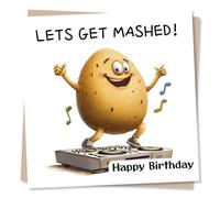 Funny Happy Birthday Card For A Loved One - Potatoes - Lets Get Mashed - Dancing - Hilarious - Cute, Heartfelt - For A Friend, Bestie, Relative, Partner, Teacher, Colleague, Family, Other