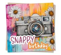 Funny Happy Birthday Card For a Loved One - Snappy Birthday, Photographer, Photograph, Picture - Flower, Colourful - For a Special Someone, Friend, Bestie, Family, Partner