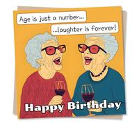 Funny Happy Birthday Card For Friend - Age Is Just A Number, Laughter Is Forever - Puff, Smoke - Laughter, Humour - For Woman, Women, Bestie