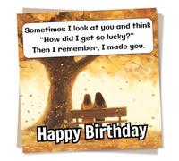 Funny Happy Birthday Card For Loved One - Park Bench, Nature, Tree - Sometimes I Look At You - For Daughter