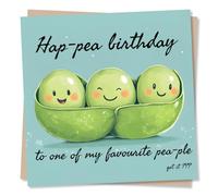 Funny Happy Birthday Card For Loved One - Peas In A Pod, Puns, Punny - Hap-pea Birthday To One Of My Favourite Pea-ple - For Friend, Bestie, Relative, Sister, Brother, Mum, Dad
