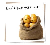 Funny Happy Birthday Card - Mashed Potato Celebrations Card - Punny Card With Potatoes - Let's Celebrate - For Friend, Best Friend, Wife, Husband, Lover, Special Someone
