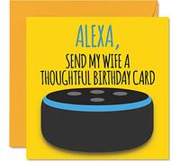 Funny Happy Birthday Cards for Wife - Alexa - Joke Happy Birthday Card for Wife from Husband Partner, Banter Gift, 145mm Fun Anniversary Greeting Cards Gift