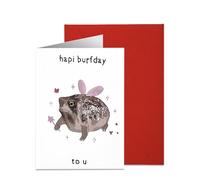 Funny Happy Birthday Cards，Funny Gifts For Women，Frog Birthday Card For Women ，Men,Best Friend,Colleague,20.5 * 13.5cm
