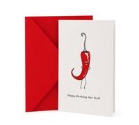 Funny Happy Birthday Hot Stuff Card with Envelope | Humorous Birthday Gifts for Husband, Boyfriend, Wife, Girlfriend, Fiance, 13.5x18.5cm Blank Inside Greeting Card