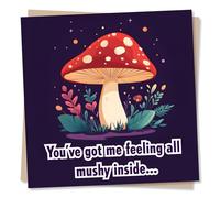 Funny Happy Birthday or Anniversary Card For Partner - Feeling So Musy Inside - Mushroom - Valentines Love For Husband, Wife, Girlfriend, Boyfriend