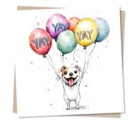 Funny Happy Birthday or Just a Note Card for a Loved one - Yay - Balloons - Dogs - Pet Parent - Heartfelt - for a Dog Lover, Friend, Family, Partner, Relative, Other