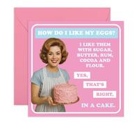 Funny Happy Birthday Women Card - How Do I Like My Eggs? - Gifts for Mum, Mother, Grandmum, Nan, Wife, Partner, Girlfriend, Pastry Chef, Baker, Her - Baking Cake - Comes with Fun Stickers