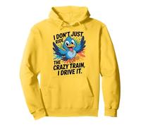 Funny Happy Blue Cartoon Bird with Colorful Splash Pullover Hoodie