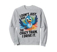 Funny Happy Blue Cartoon Bird with Colorful Splash Sweatshirt