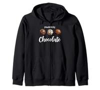 Funny happy chocolate day Powered by chocolate Zip Hoodie