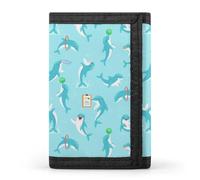 Funny Happy Dolphin Wallet for Men Trifold Wallets Credit Card Holder Minimalist Front Pocket for Women