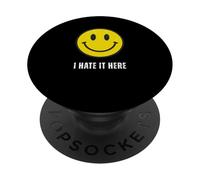 Funny Happy Face I Hate It Here PopSockets Adhesive PopGrip
