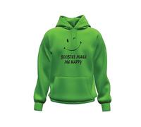 Funny Happy Hoodie - Cute Humor Graphic Hoodie for Men and Women - Novelty Adult Gift Top (KellyGreen, S Years)