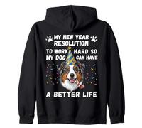 Funny Happy New Year 2026 Australian Shepherd Zip Hoodie