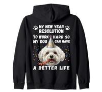 Funny Happy New Year 2026 Bichon Frise Zip Hoodie