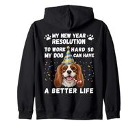 Funny Happy New Year 2026 Cavalier King Charles Spaniel Zip Hoodie