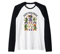 Funny Happy Pickleween Halloween Pickle Costume Design Raglan Baseball Tee