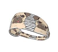 Funny Happy Pug Dog Printed sports sweatband suitable for running, cycling, fitness and yoga, moisture wicking headband