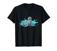 Funny Happy Seal Splashing Ocean Cartoon Animal T-Shirt