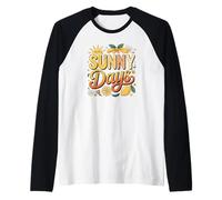 Funny Happy Sunny Summer Days Spring Groovy Women Floral Raglan Baseball Tee