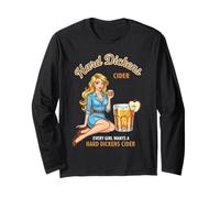 Funny Hard Dickens Cider Trinking Humour Vintage Pinup for Men Long Sleeve T-Shirt