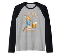 Funny Hard Dickens Cider Trinking Humour Vintage Pinup for Men Raglan Baseball Tee