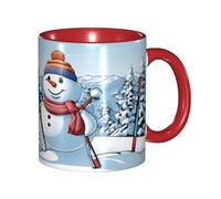 Funny Hardworking Snowman Coffee Mug - 11oz Two Tone Color Ceramic Cup with 3D Pattern Cute Gifts for Men, Women, Office, Work