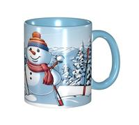 Funny Hardworking Snowman Coffee Mug - 11oz Two Tone Color Ceramic Cup with 3D Pattern Cute Gifts for Men, Women, Office, Work
