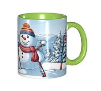 Funny Hardworking Snowman Coffee Mug - 11oz Two Tone Color Ceramic Cup with 3D Pattern Cute Gifts for Men, Women, Office, Work