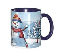 Funny Hardworking Snowman Coffee Mug - 11oz Two Tone Color Ceramic Cup with 3D Pattern Cute Gifts for Men, Women, Office, Work