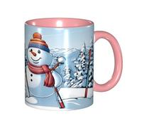 Funny Hardworking Snowman Coffee Mug - 11oz Two Tone Color Ceramic Cup with 3D Pattern Cute Gifts for Men, Women, Office, Work