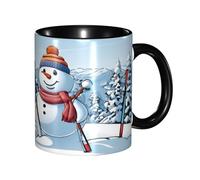 Funny Hardworking Snowman Coffee Mug - 11oz Two Tone Color Ceramic Cup with 3D Pattern Cute Gifts for Men, Women, Office, Work