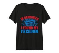 Funny Harmonica Player Found My Freedom Harmonica Premium T-Shirt