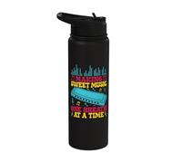 Funny Harmonica Player Making Sweet Music Harmonica Stainless Steel Insulated Water Bottle