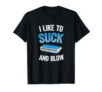 Funny Harmonica Saying Like To Suck & Blow Retro Instrument T-Shirt