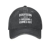 Funny Hat Bourbon Goes in Wisdom Comes Out Hat for Men Dad Hats Graphic Cap, Black, One Size