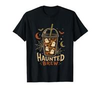 Funny Haunted Brew Halloween Coffee Ghost Bats Value Graphic T-Shirt