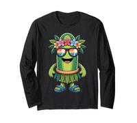 Funny Hawaiian Pickleball Tropical Pickle Graphic Long Sleeve T-Shirt