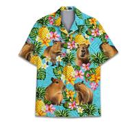 Funny Hawaiian Shirts for Men Palm Beach Shirts Tropical Vacation Shirts O2, Capybara, Medium
