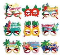 Funny Hawaiian Sunglasses, Tropical Party Eye Glasses, 9 Pairs Hawaiian Sunglasses, Costume Props Fantastic Beach Themed Party Supplies Decorations pa