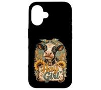 Funny Hay Girl Farm Cow Licking Tongue Out Case for iPhone 16