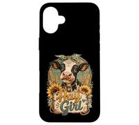 Funny Hay Girl Farm Cow Licking Tongue Out Case for iPhone 16 Plus